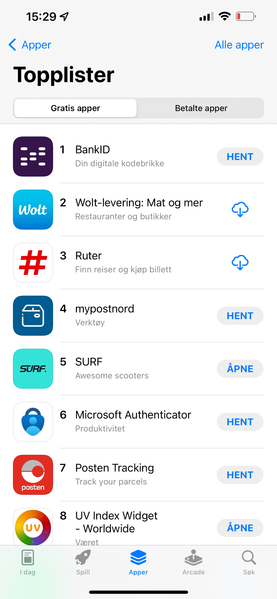 Surf på App Store-topplisten