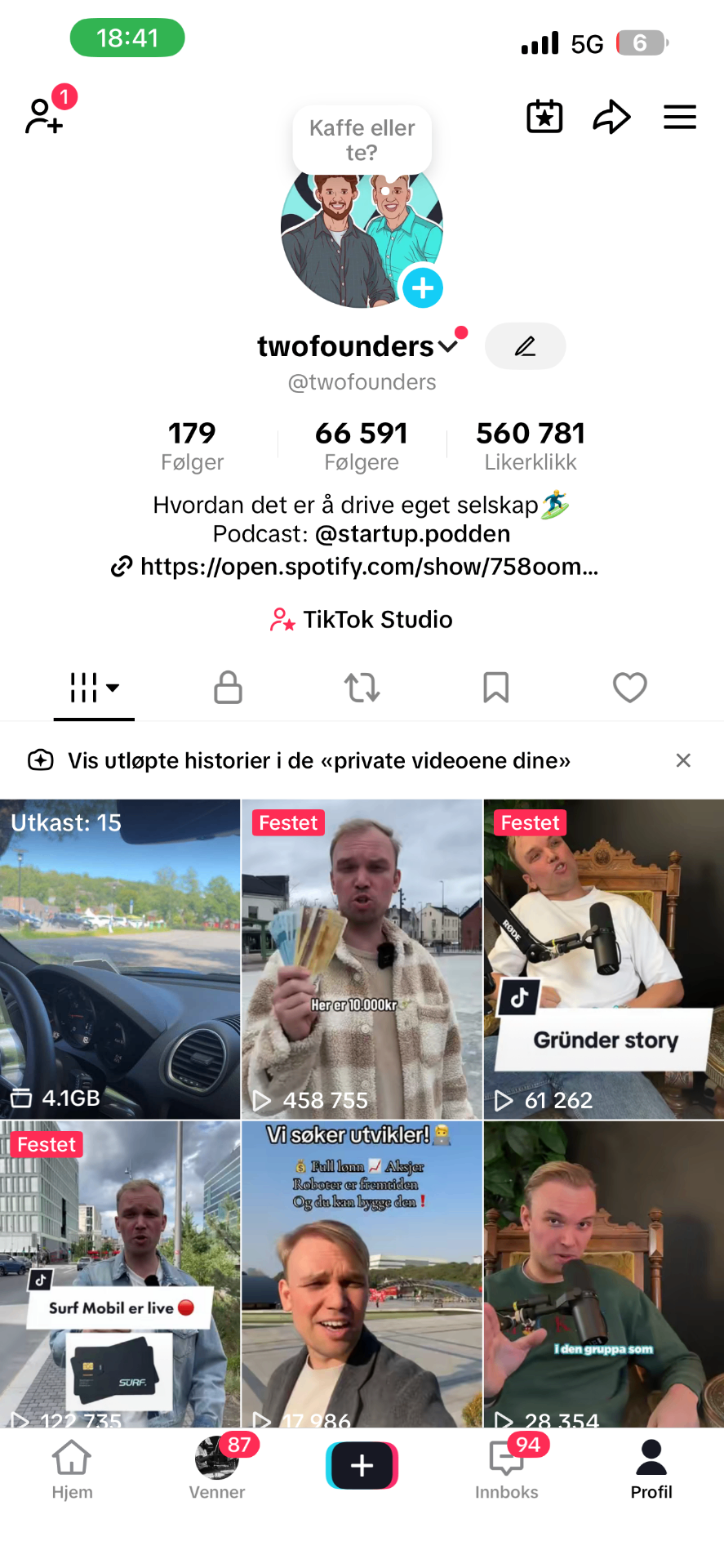 Surf TikTok-profil twofounders